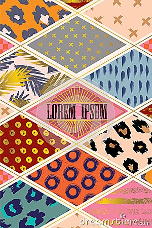 Eclectic cover in patchwork style Vector Illustration