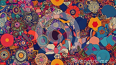 Eclectic patterns, vibrant colors, and an array of textures come together. Generative Ai Stock Photo