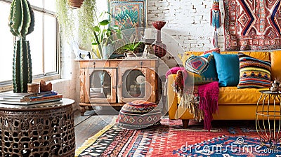 Eclectic patterns, vibrant colors, and an array of textures come together. Generative Ai Stock Photo