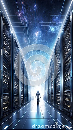 Eclipsing Data Limits: QuantumQuotient's 3D Revolution. AI generate Stock Photo