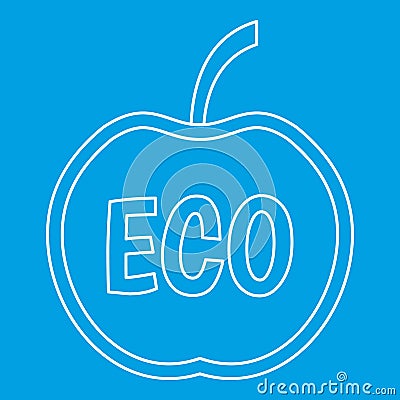 ECO apple icon, outline style Vector Illustration