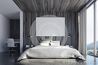 Eco bedroom with poster, front Stock Photo