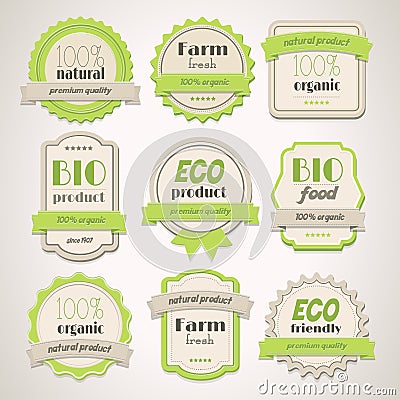 Eco and Bio labels Vector Illustration