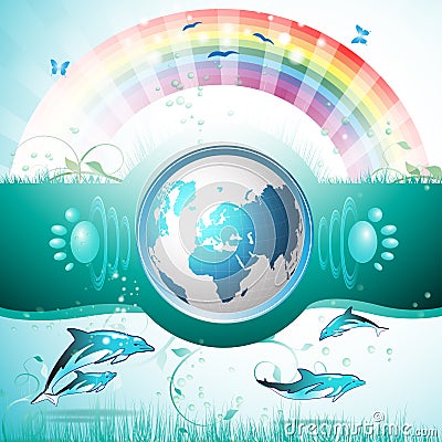 Eco Blue Earth Vector Illustration