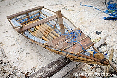 Eco boat made from discarded water bottles Stock Photo