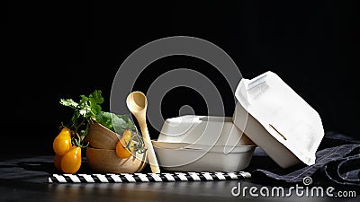 Eco box and cup and biodegradable package Stock Photo