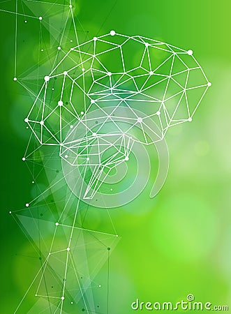 Eco Brain Network on a green technological background Vector Illustration