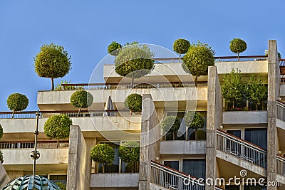 Eco building with trees Stock Photo