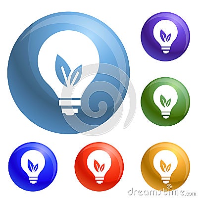 Eco bulb icons set vector Vector Illustration