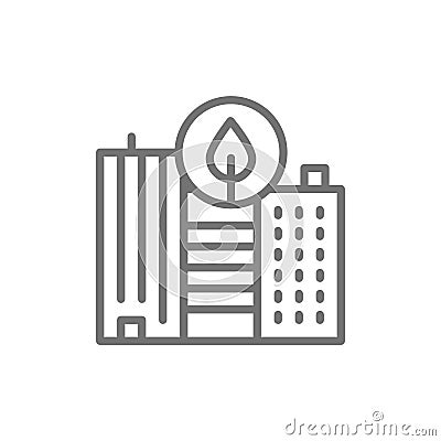 Eco city, clean town, wasteless line icon. Vector Illustration