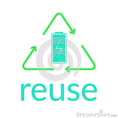 Eco concept battery, clean energy. Vector illustration in flat style, minimalism. Linear abstract batteries with a charge level Cartoon Illustration