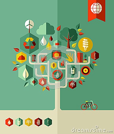 Eco conservation city tree Vector Illustration
