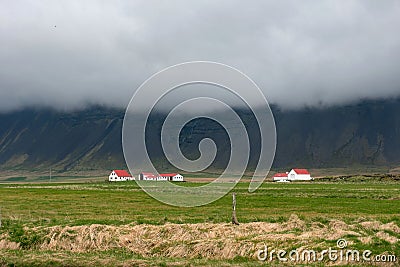 Eco countryside farmhouses in Iceland Stock Photo