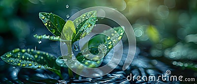 Eco-Education: Rainwater Revival. Concept Green Initiatives, Sustainable Living, Water Stock Photo