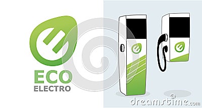 Eco Electro Automobile Battery Charging Station Vector Vector Illustration