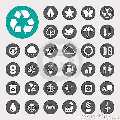 Eco energy icons set. Vector Illustration