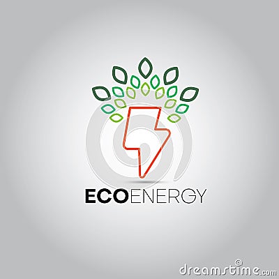 Eco Energy Leaf Lightning Logo Stock Photo