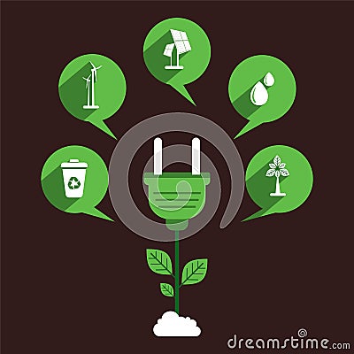 Eco energy source concept design Vector Illustration