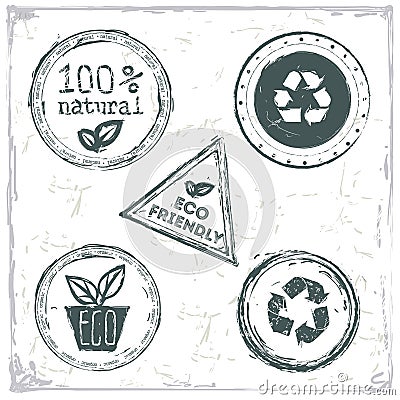 ECO Floral Frame Collection stamp Vector Illustration