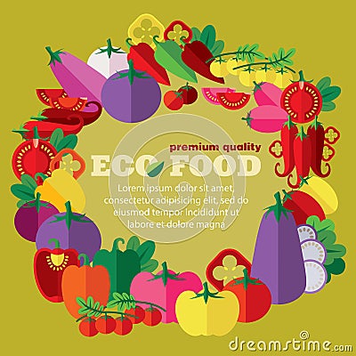 Eco food (vegetables, nightshade family) + EPS 10 Vector Illustration