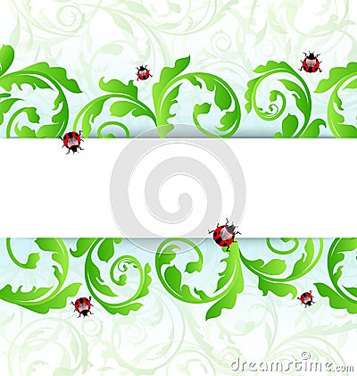 Eco friendly background with ladybugs Vector Illustration