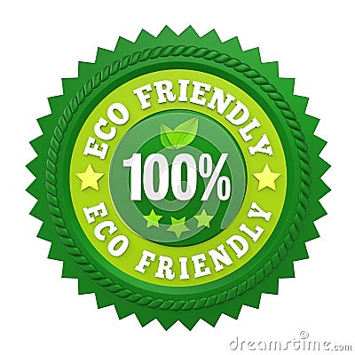 100% Eco Friendly Badge Label Isolated Stock Photo