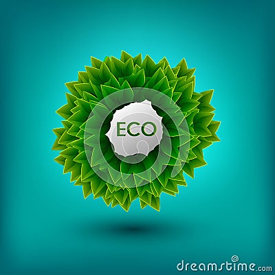 Eco friendly banner. Ecology concept with green leaves. Vector i Cartoon Illustration