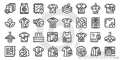 Eco friendly clothing icons set outline vector. Fashion nature Vector Illustration