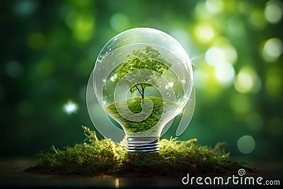Eco-Friendly Concept with Green Energy Light Bulb Stock Photo