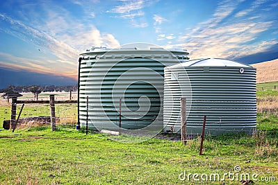 Eco friendly fresh water tanks Stock Photo