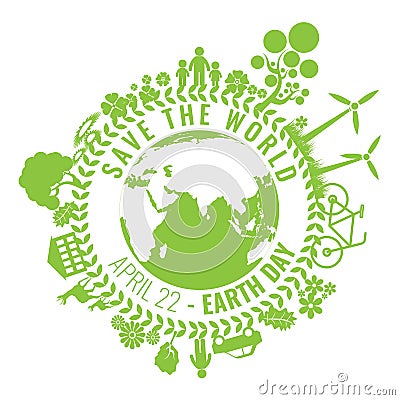 Eco Friendly, green energy concept, vector illustration. Earth day Vector Illustration