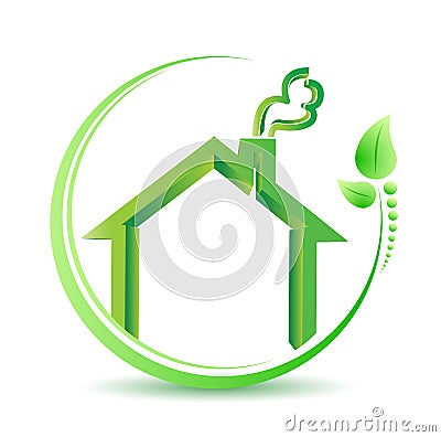 Eco friendly home environment solution sign. Cartoon Illustration