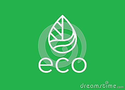 Eco friendly leaf logo line icon Vector Illustration