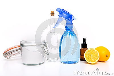 Eco-friendly natural cleaners, cleaning products. Homemade green cleaning Stock Photo