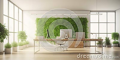 Eco friendly office. CO2 neutal office. Sustainable world net zero. Stock Photo