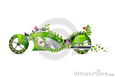 Eco friendly style Motor Bike Vector Illustration