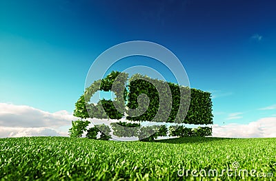 Eco friendly transportation concept. 3d rendering of green green Stock Photo