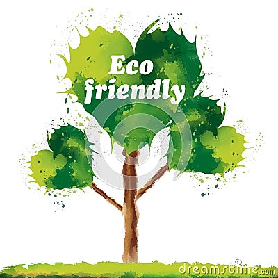 Eco friendly tree Cartoon Illustration