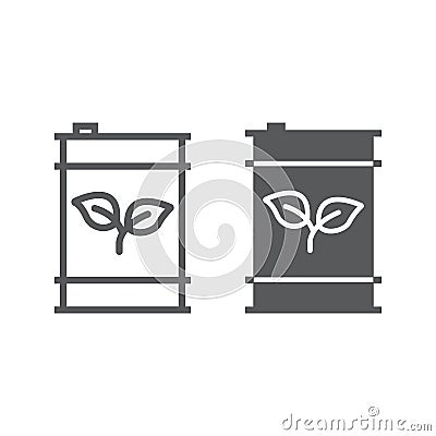 Eco fuel line and glyph icon, ecology and energy Vector Illustration