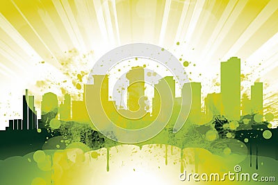 Eco green city. Urban ecology concept background with skyscraper cityscape. Friendly environment landscape. Created with Stock Photo