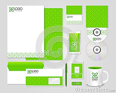 Eco green corporate identity template Vector Illustration