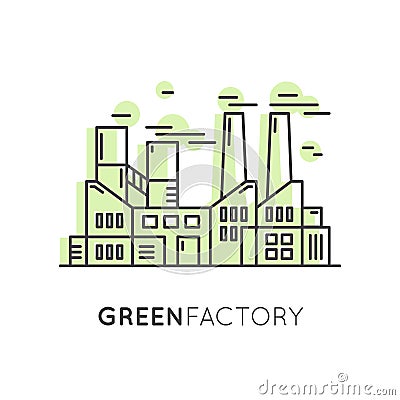 Eco green factory landscape Stock Photo
