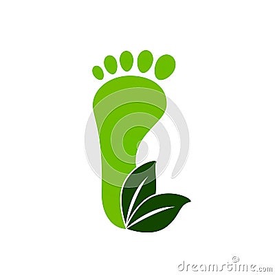 Eco green footprints icon. Vector Illustration