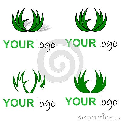 Eco green logo, circle leaves grass Vector Illustration