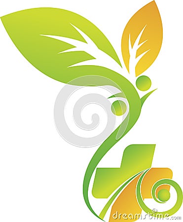 Eco healthcare logo Vector Illustration