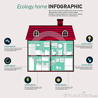 Eco home infographic. Ecology green Vector Illustration