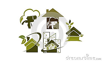 Eco Home Insulation Set Vector Illustration