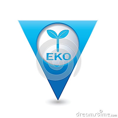 Eco icon, ecological sign on the map pointer Vector Illustration