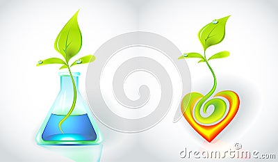 Eco-icon with green sprout Vector Illustration