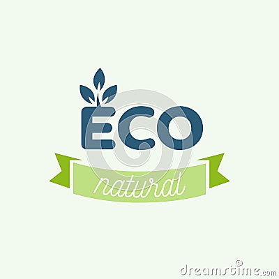 Eco icon, label. Organic tags. Natural product element. Flat sta Stock Photo